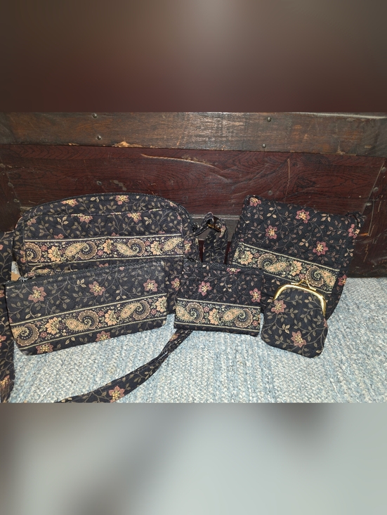 Vera Bradley Handbags - 5 Pc Vera Bradley Black Walnut Set